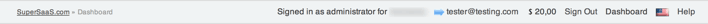 Act on behalf indicator in top bar